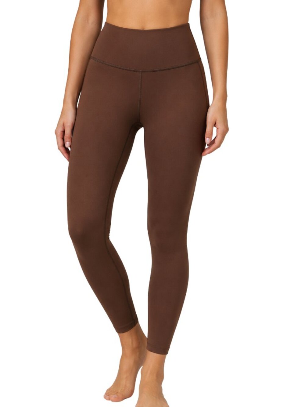 Miami Fitwear Solid Mocha Brown Leggings Large Length 7/8